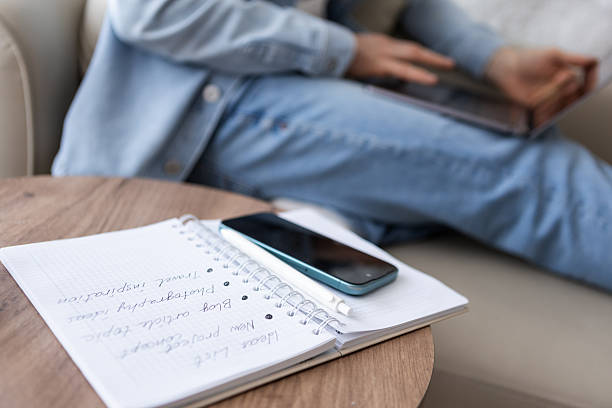 Planning the next day on paper notebook